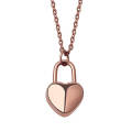 Delicate stainless steel rose gold plated heart shaped lock pendant necklace chain